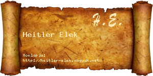 Heitler Elek névjegykártya